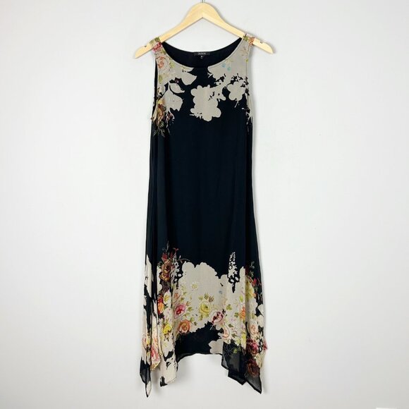 Dressori Silk Floral Midi Dress Whimsical Flowy Boho Size Medium Women's - Picture 1 of 5